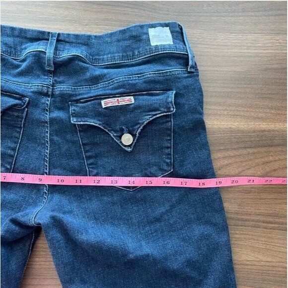 Hudson Collin Jeans Flap Mid Rise Bootcut Flare Crop Dark Wash Stretch 31/10 EUC - Picture 8 of 12